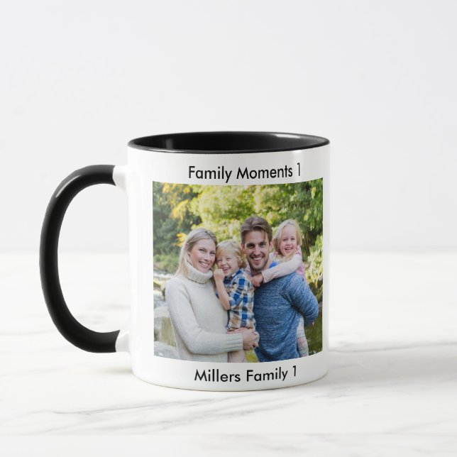 Classic Modern Two Photo Minimalist Family Keepsak Mugg (Vänster)