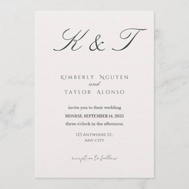 Classic Modern Wedding Invitation | Elegant  Inbjudningar (Framsida)