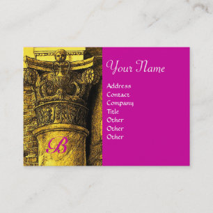 CLASSIC MONOGRAM 2 ljusröd gult-fuchsia Visitkort