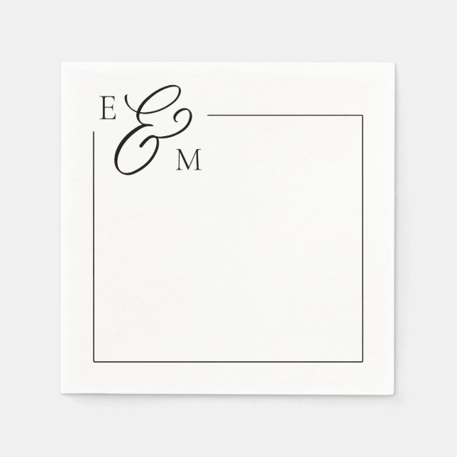 Classic Monogram Bröllop Napkin Pappersservett (Framsidan)