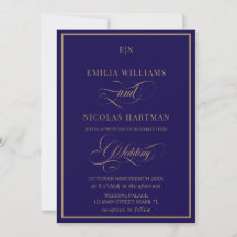 Classic Monogram Cobalt Blue Gold Wedding