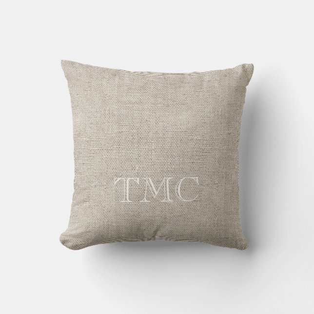 Classic Monogram INITIALER Neutralt Linen Timless Kudde (Framsida)