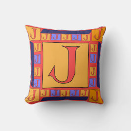 CLASSIC MONOGRAM J BLUE GRÄNS KUDDE