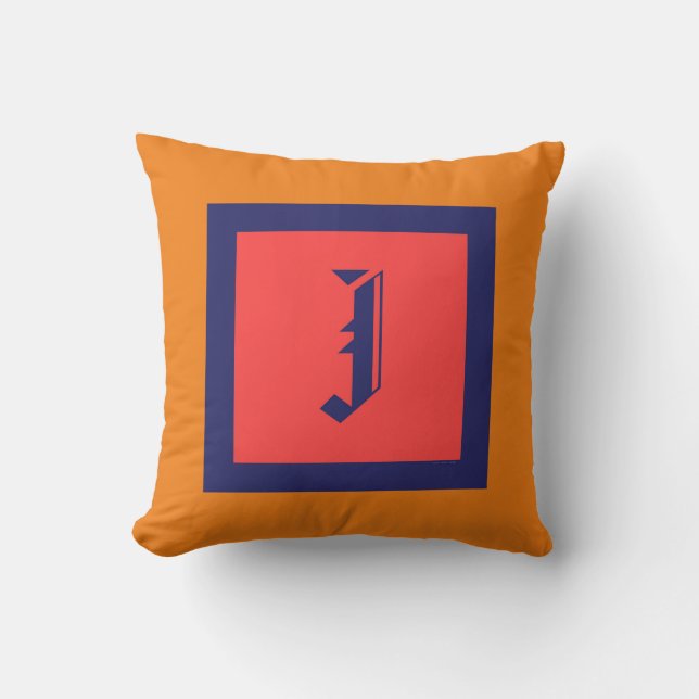 CLASSIC MONOGRAM J BLUE GRÄNS KUDDE (Framsida)