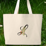 Classic monogram L red white flower mother gift Jumbo Tygkasse<br><div class="desc">Need a Mother's Day gift that'll really wow Mom? Check out this Classic Monogram Tote Bag! Picture her face lighting up when she sees it – filled with the cutest red and white watercolor flowers and personalized just for her. It's not only gorgeous, but also totally useful for everything from...</div>