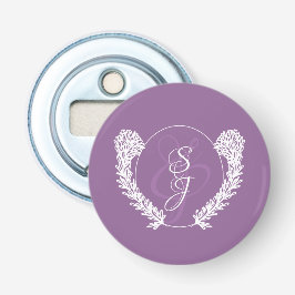 Classic Monogram Lavender Mörk Lila Bröllop Flasköppnare