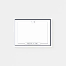 Classic Monogram Navy Blue Border Stationery Post-it Block
