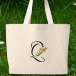 Classic monogram Q red white flower mother gift  Jumbo Tygkasse<br><div class="desc">Need a Mother's Day gift idea? Let me tell you about this Classic Monogram Tote Bag – it's seriously cute! Imagine your Mom's reaction when she opens it! It has the loveliest red and white watercolor flowers all over it – so girly and sweet! And guess what? You can get...</div>