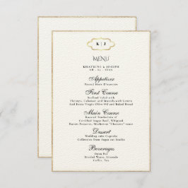 CLASSIC MONOGRAM ROMANTIC CALLIGRAPHY BRÖLLOP MENU TILLÄGGSKORT