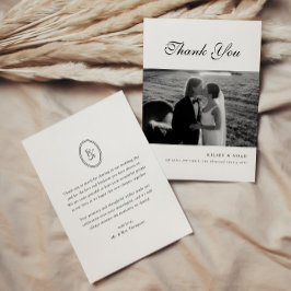 Classic Monogram Script Black White Wedding Photo Tack Kort