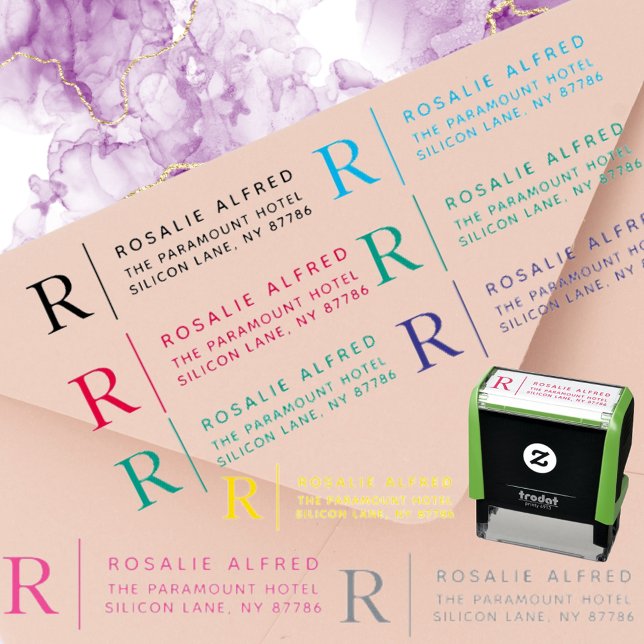 Classic Monogram Self-Inking Returadress Frimärke Självfärgande Stämpel (Skapare uppladdad)