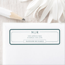 Classic Monogram Smoke Green Border Address Returadress Etikett