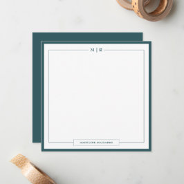 Classic Monogram Smoke Green Border Stationery Anteckningskort