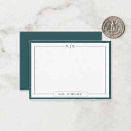 Classic Monogram Smoke Green Border Stationery Anteckningskort