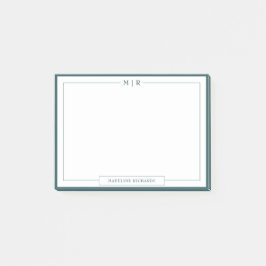 Classic Monogram Smoke Green Border Stationery Post-it Block