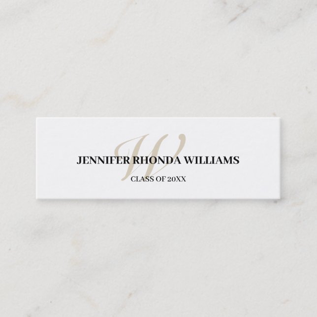 Classic monogram student graduation name card (Framsida)