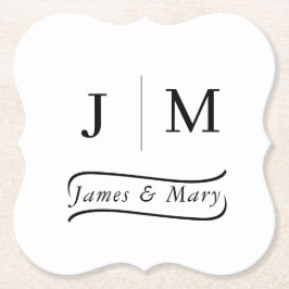 Classic Monogram Wedding Calligraphy line Underlägg Papper