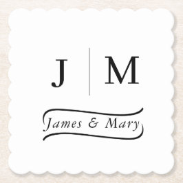 Classic Monogram Wedding Calligraphy line Underlägg Papper