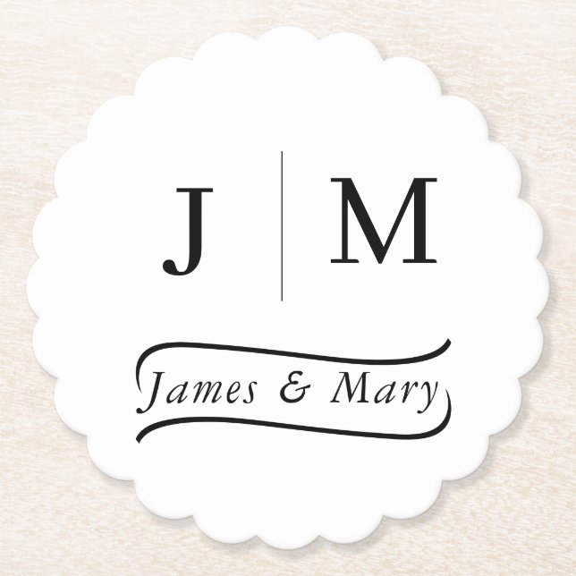 Classic Monogram Wedding Calligraphy line Underlägg Papper (Framsida)