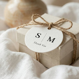 Classic Monogram Wedding White Favor Tags Gåvor Etiketter