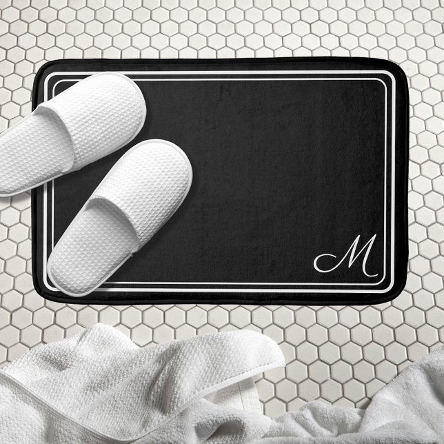 Classic Monogrammed Black and White Hotel Chic Badrumsmatta (Skapare uppladdad)