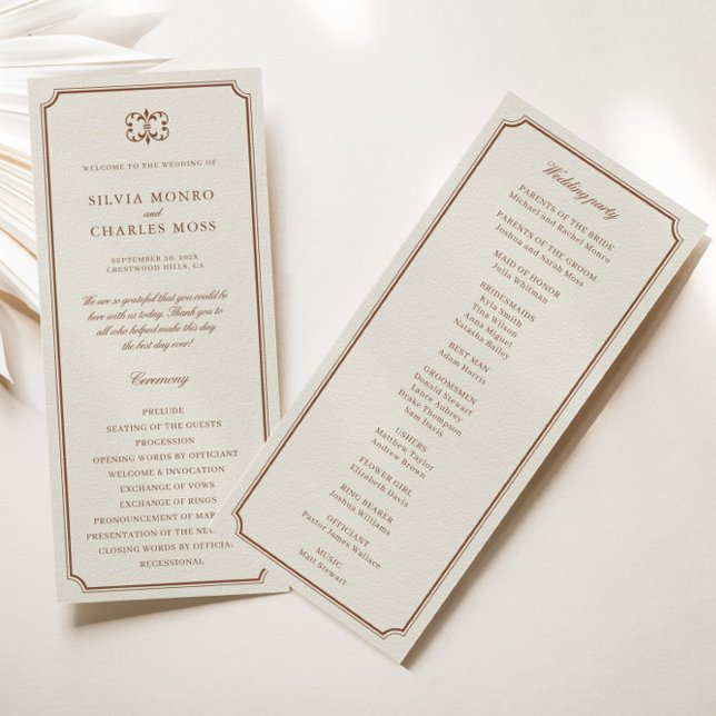 Classic Monorgam Brown Ecru Bröllop Vapensköld Pro (Classic Monorgam Brown Ecru Wedding Crest Program)