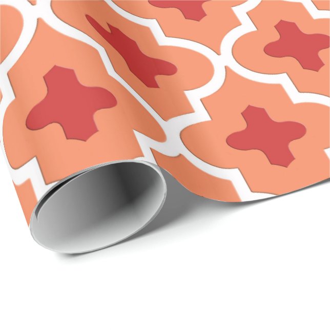 Classic Moroccan Tile, Mandarin Orange Presentpapper (Rullad Hörn)