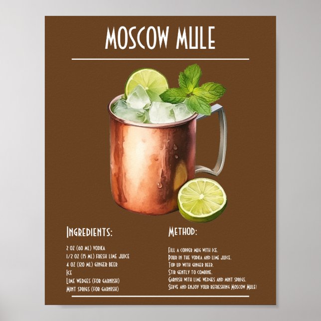 Classic Moskva Mule Recipe Pub Poster (Framsidan)