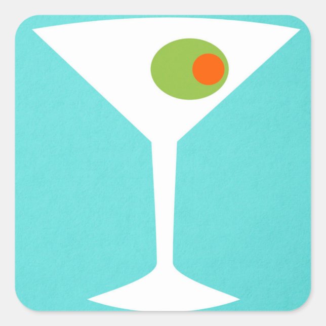 Classic Movie Martini Sticker (turkos) Fyrkantigt Klistermärke (Framsida)