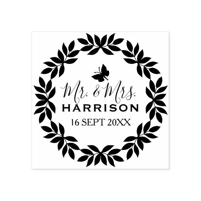 Classic Mr. & Mrs Bröllop Date Stämpel (Tryck)