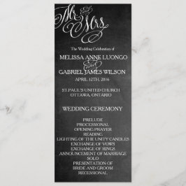 Classic Mr & Mrs Bröllopsprogram Chalkboard Program