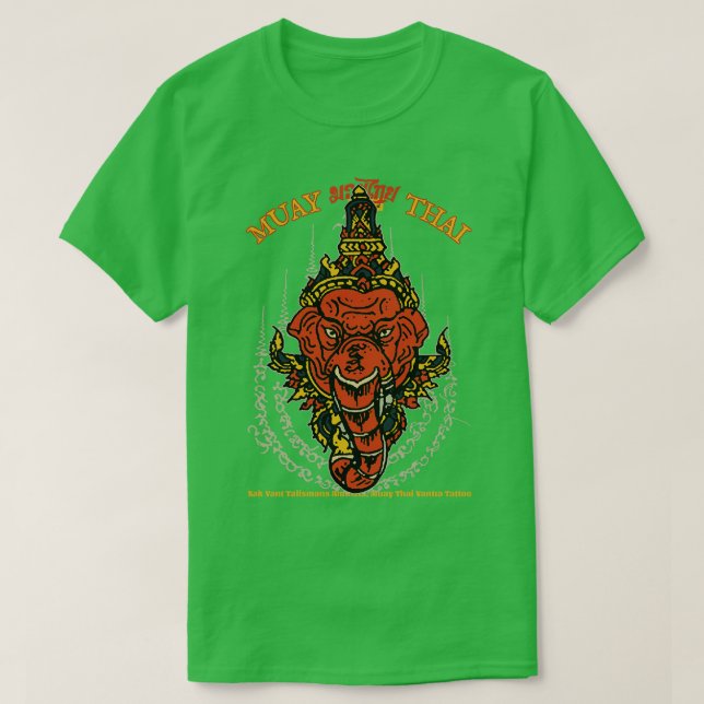 Classic Muay Thai Elephant Tattoo T Shirt (Design framsida)