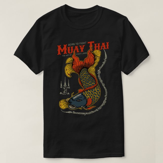 Classic Muay Thai Fish Tattoo T Shirt (Design framsida)