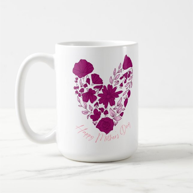 Classic Mug with Floral Motif and "Happy Mother's  Kaffemugg (Vänster)