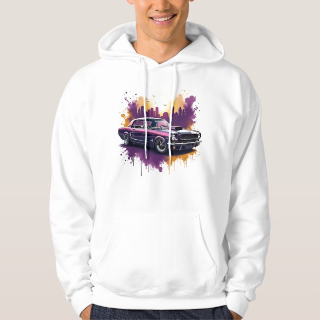 Classic Mustang Muscle Car T-Shirt Hoodie (Framsida)