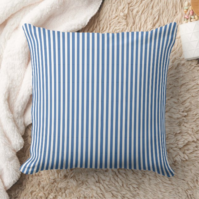 Classic Nautical Blue and White Ticking Stripe Kudde (Filt)