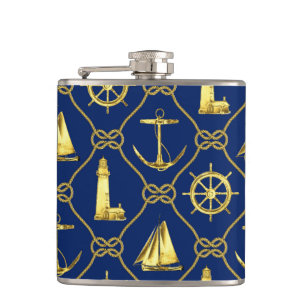 Classic Nautical Guld Blue Fickplunta