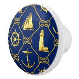 Classic Nautical Guld Blue Knopp