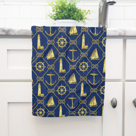 Classic Nautical Guld Blue Kökshandduk