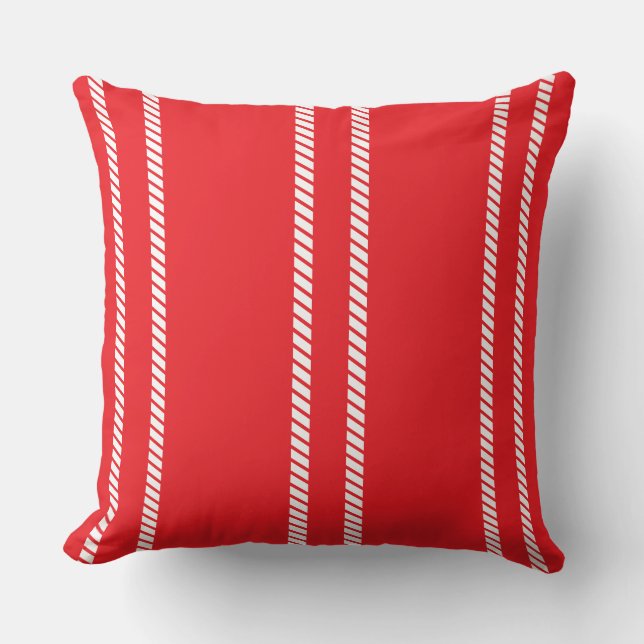 Classic Nautical Red with Stripes Throw Pillow Kudde (Framsida)