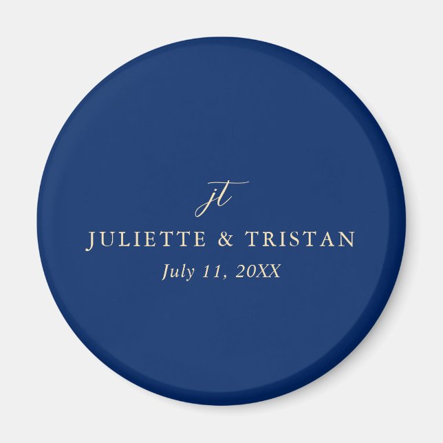 Classic Navy and Cream Elegant Wedding Magnet (Framsidan)