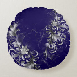 Classic Navy and Silver Luxe  Rund Kudde