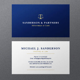 Classic navy blue and gold attorney at law visitkort