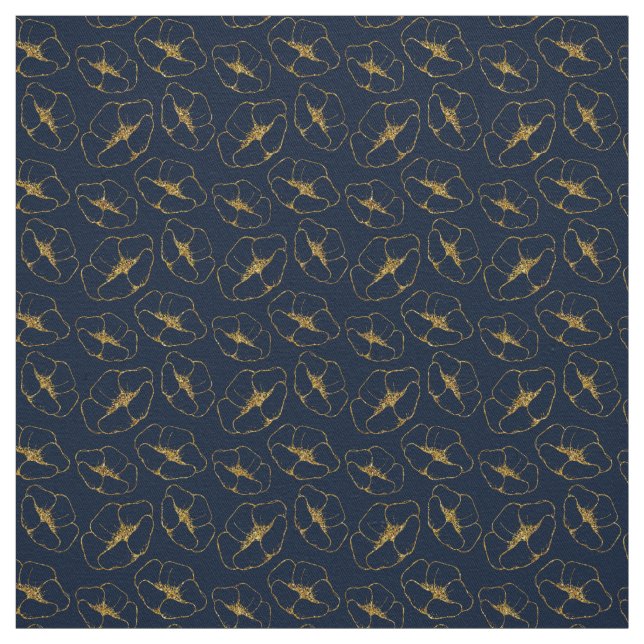 Classic Navy Blue and Gold Fabric Seamless Pattern Tyg (Provkarta)
