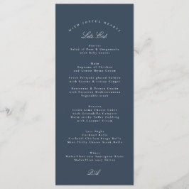 Classic Navy Blue Calligraphy Formal Wedding Meny