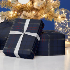 Classic Navy Blue Plaid Christmas Presentpapper