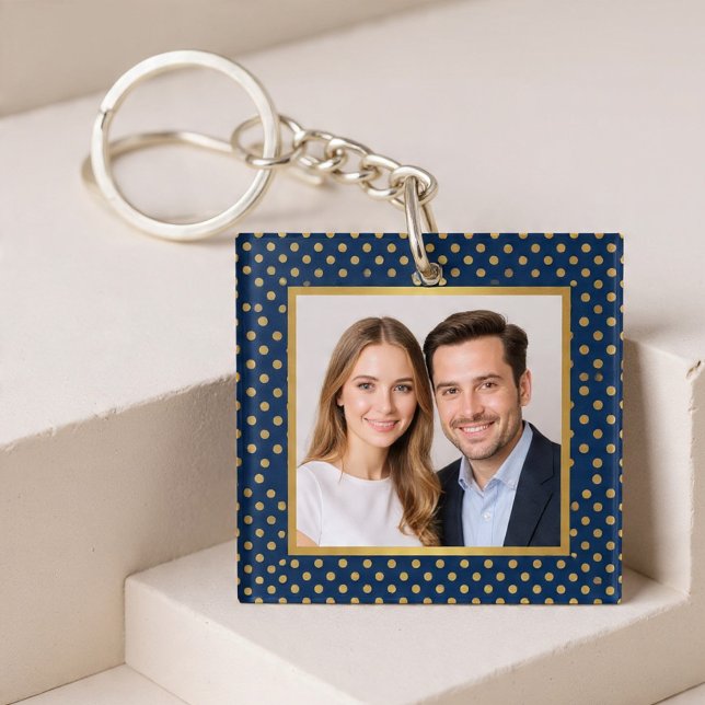 Classic Navy & Gold Polka Dot Frame Photo (Skapare uppladdad)