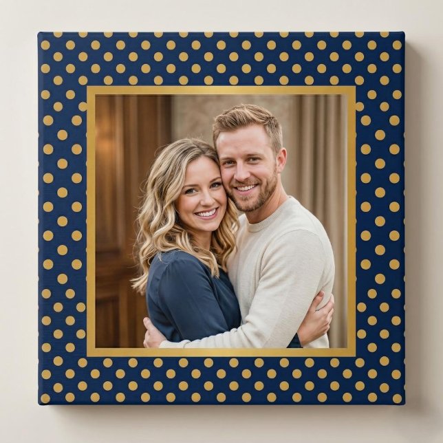 Classic Navy & Gold Polka Dot Frame Photo Poster (Skapare uppladdad)