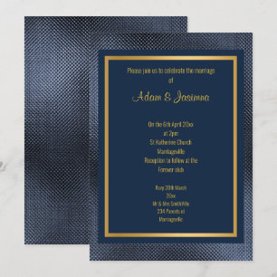CLASSIC NAVY GULD LAYERED EMBOSSED BRÖLLOP INBJUDNINGAR