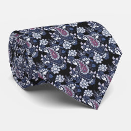 Classic Navy Lila Paisley Neck Tie Slips